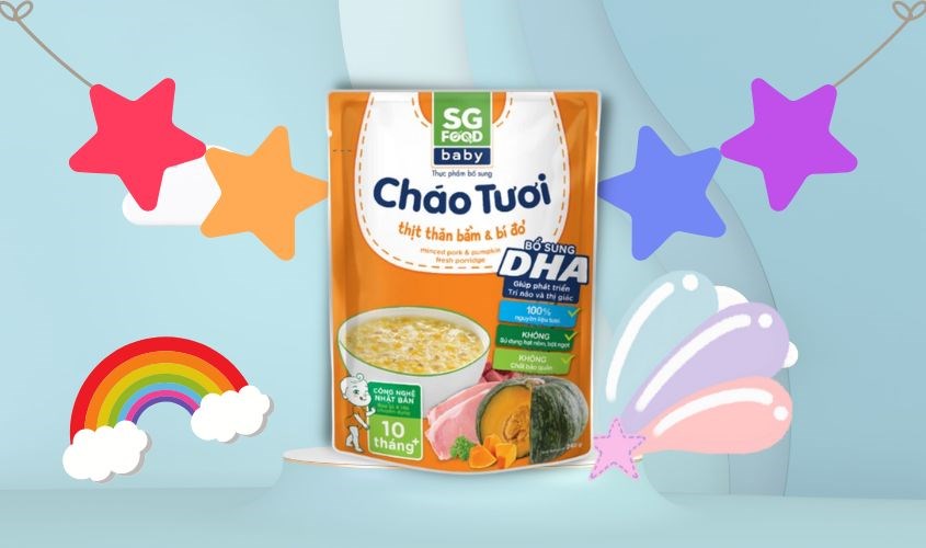 Cháo tươi SG Food Baby có thịt thăn và bí đỏ 240g (dành cho trẻ từ 10 tháng tuổi)