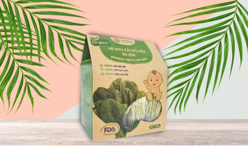 Mì ăn dặm Organic Anpaso chứa cải bó xôi 120g (phù hợp từ 7 tháng tuổi)