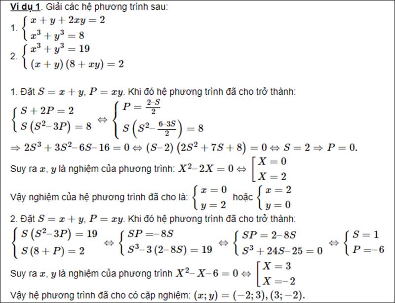 Bài tập hệ phương trình đối xứng loại 1