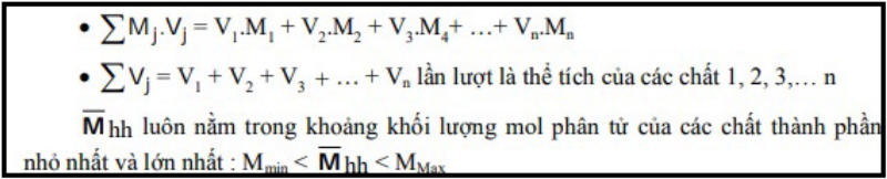 Công thức khối lượng mol phân tử trung bình của hỗn hợp