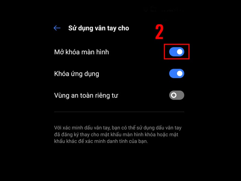 kích hoạt tính năng sử dụng touch id