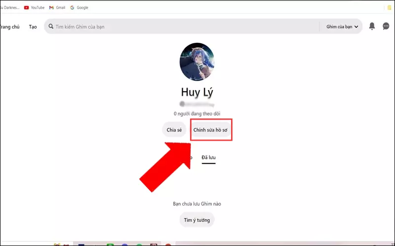 Bạn cũng có thể điều chỉnh thông tin cá nhân bằng cách vào "Chỉnh sửa hồ sơ"