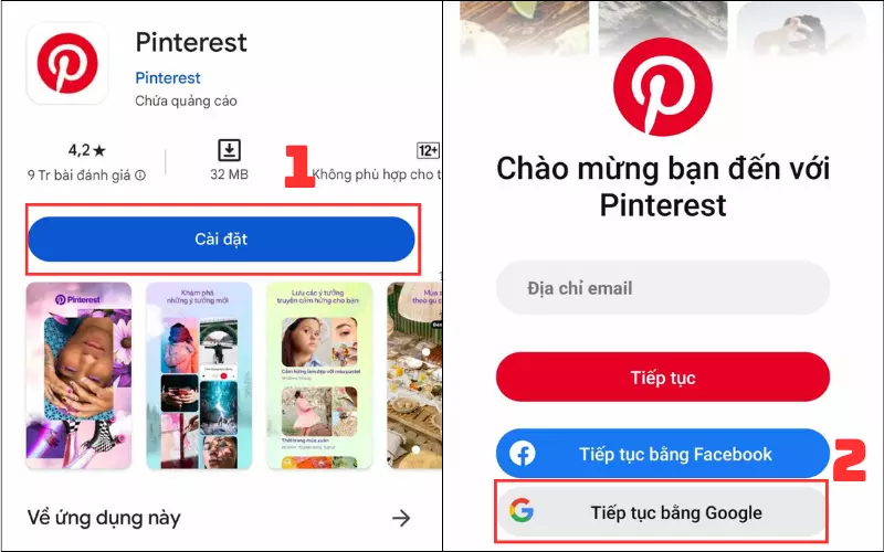 Bạn cần tải ứng dụng Pinterest