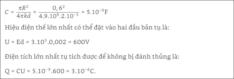 Bài tập minh họa về tụ điện phẳng 4