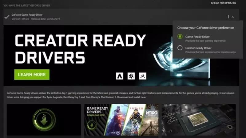 GeForce Game Ready Driver và Creator Ready Driver sẽ có những nét tương đồng