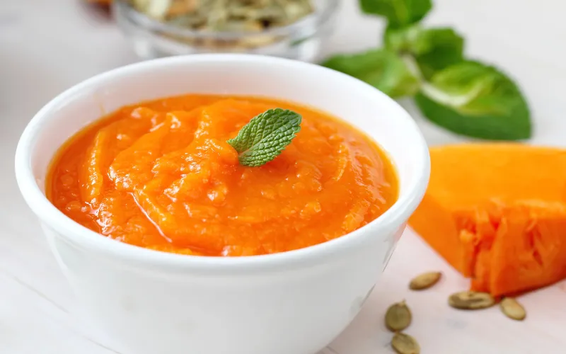 Puree bí đỏ được dùng bí đỏ tươi làm sạch