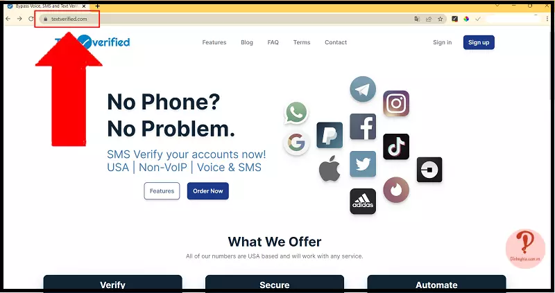 Bạn cần truy cập trang web Textverified đầu tiên