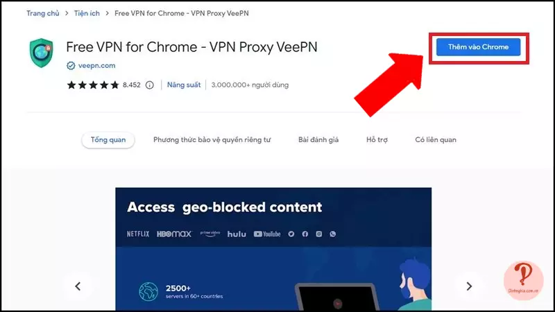 Thêm tiện ích VPN Proxy VeePN vào Chrome