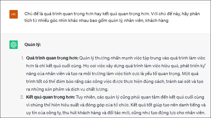 Prompt yêu cầu đưa ra câu trả lời với đa dạng góc nhìn