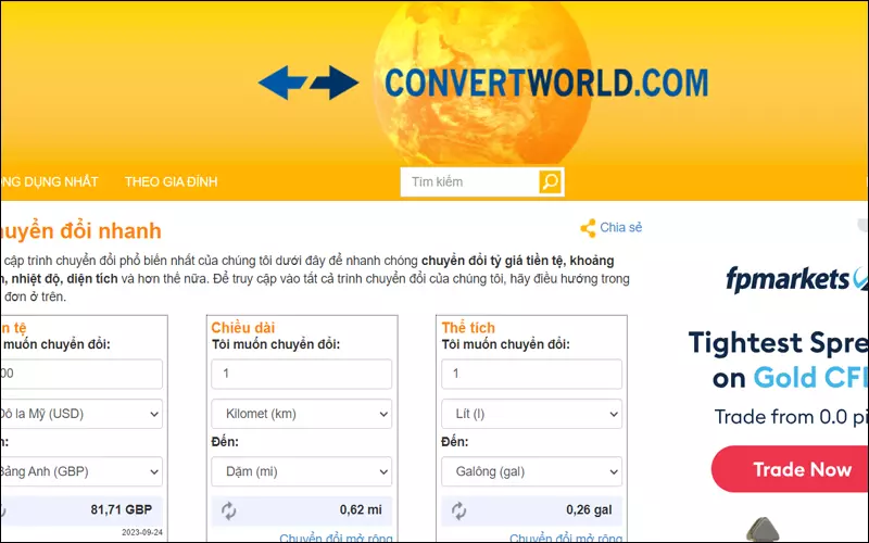 Bạn cần truy cập vào trang web Convert World đầu tiên