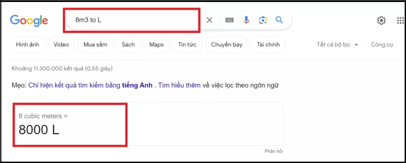 Sử dụng Google để quy đổi cũng là một cách tiện lợi