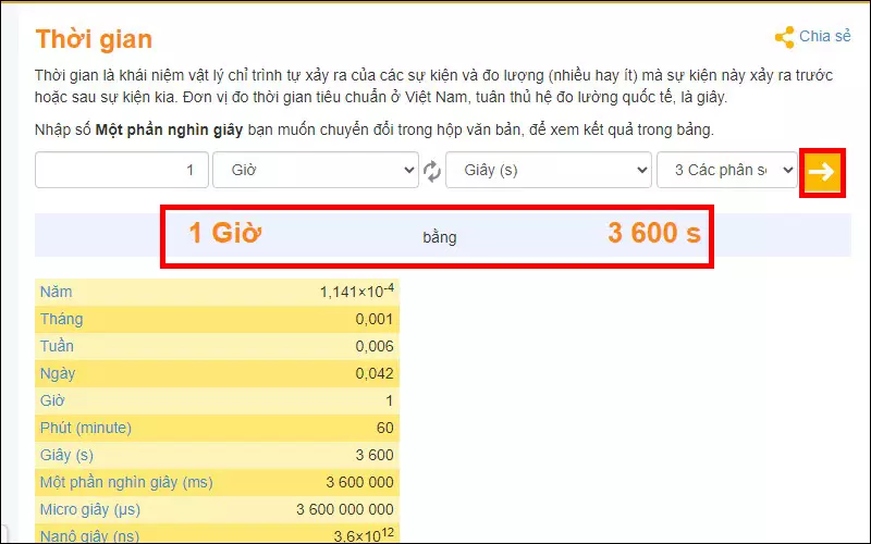 Nhấn mũi tên để chuyển đổi