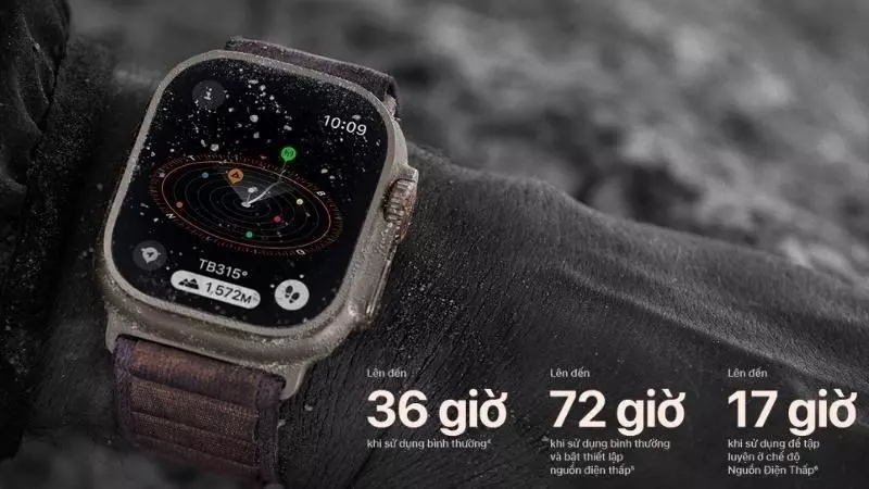 Thời lượng sử dụng pin của Apple Wacth Ultra 2 và Apple Watch Series 9 tăng đáng kể