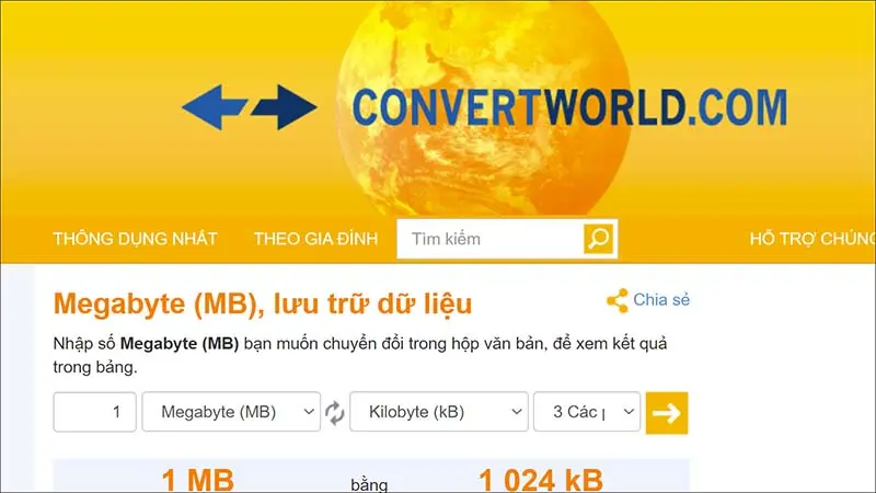 Truy cập vào trang Web chuyển đổi 