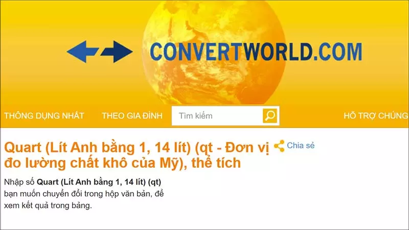 Truy cập vào trang Convert World 