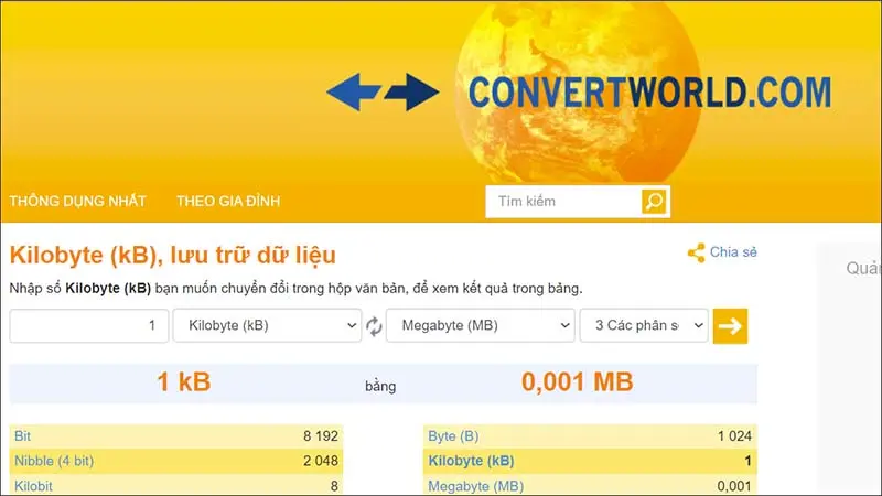 Truy cập vào trang chuyển đổi Convert Wold 