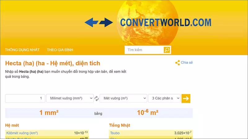 Truy cập vào trang Convert World 