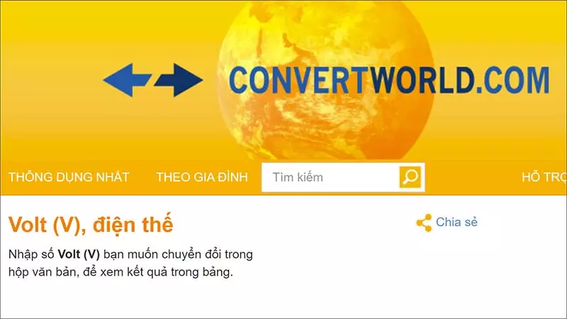 Truy cập vào trang chuyển đổi Convert Wold