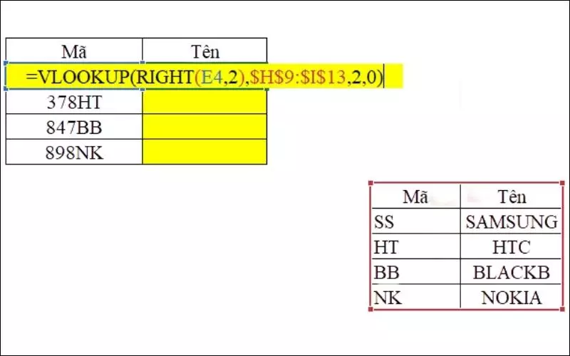 Dùng hàm Vlookup để tra cứu thông tin