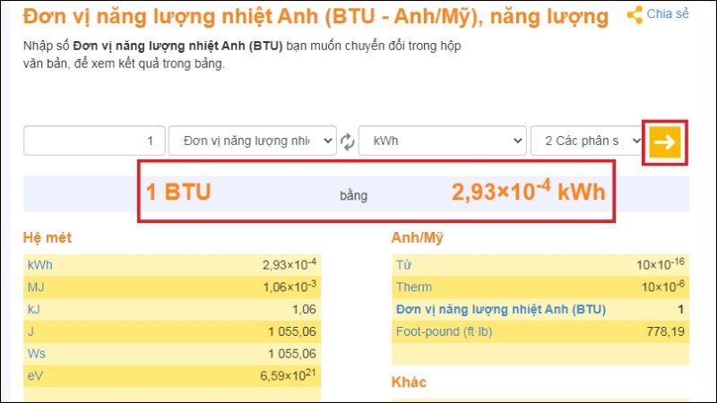 Nhấn chọn dấu mũi tên để chuyển đổi