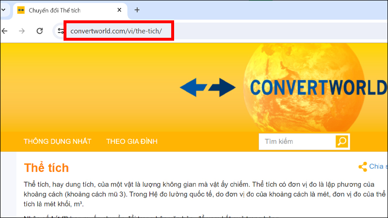 Hãy truy cập vào trang web chuyển đổi ConvertWorld