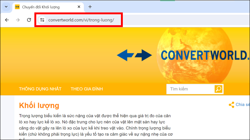 Hãy truy cập vào trang web chuyển đổi ConvertWorld