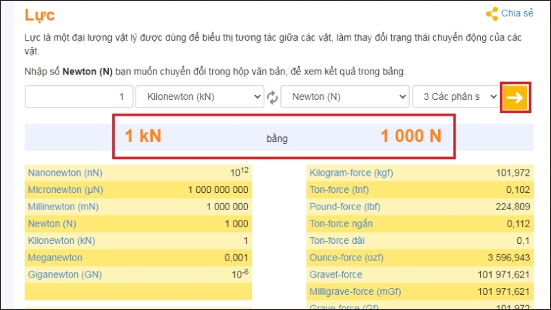 Nhấn chọn dấu mũi tên để chuyển đổi