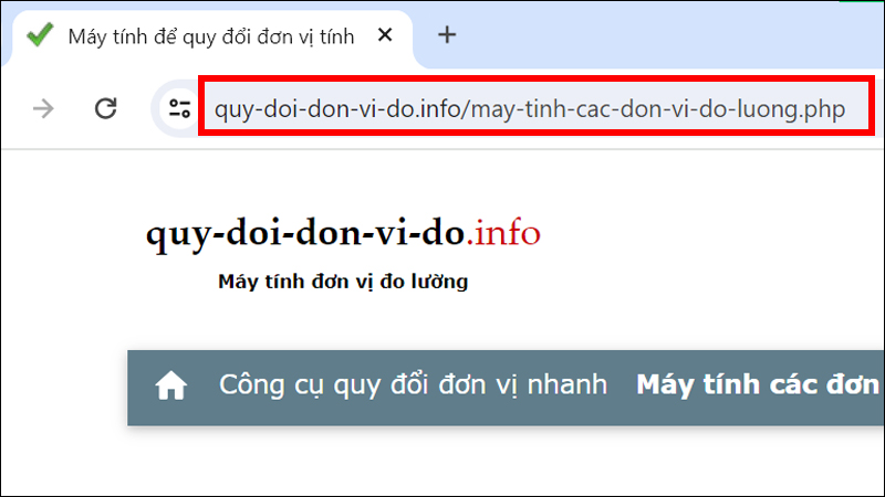 Truy cập vào trang web đổi đơn vị đo