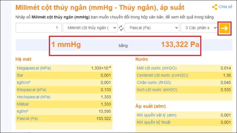 Nhấn chọn dấu mũi tên để chuyển đổi