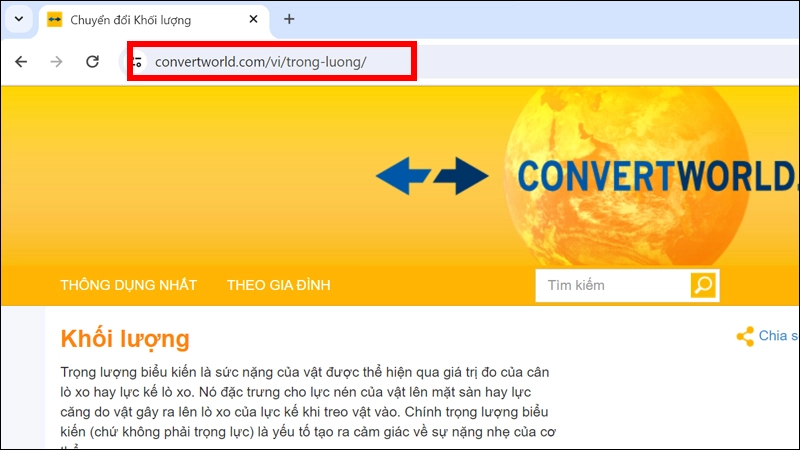 Hãy truy cập vào trang web chuyển đổi ConvertWorld