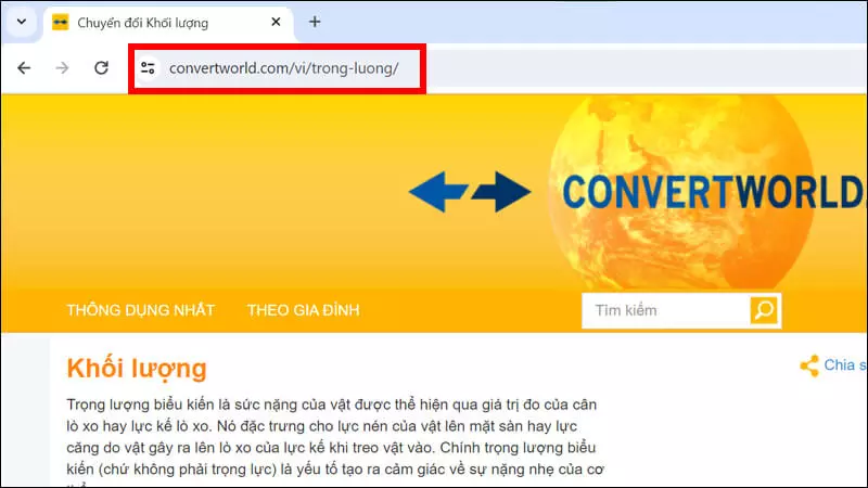 Hãy truy cập vào trang web chuyển đổi ConvertWorld