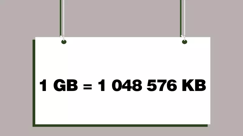 1 Gigabyte (GB) tương đương với 1 048 576 Kilobyte (KB)