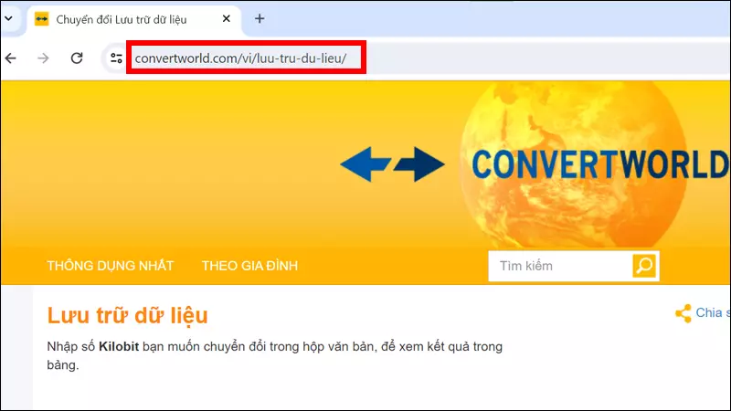 Truy cập vào trang web Convert World