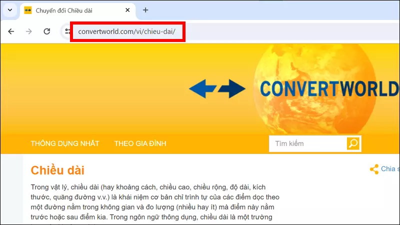 Hãy truy cập vào trang web chuyển đổi ConvertWorld