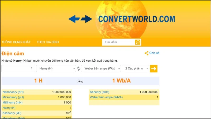 Truy cập vào trang web ConvertWorld