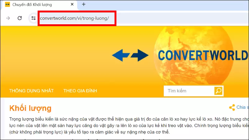 Hãy truy cập vào trang web quy đổi ConvertWorld