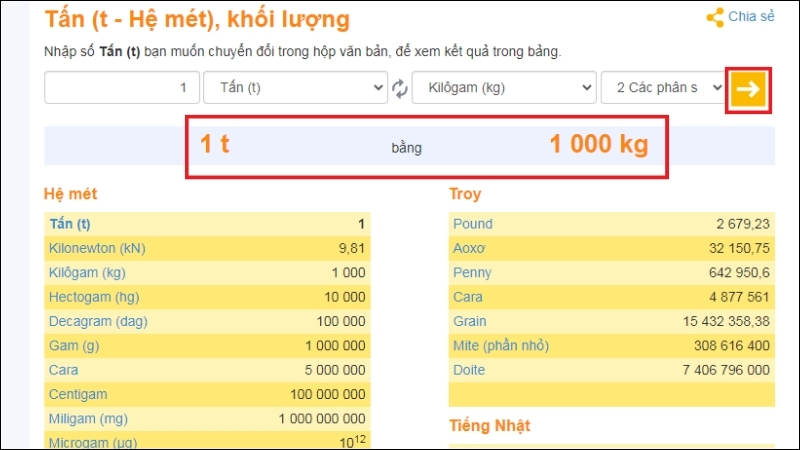 Nhấn chọn dấu mũi tên để chuyển đổi