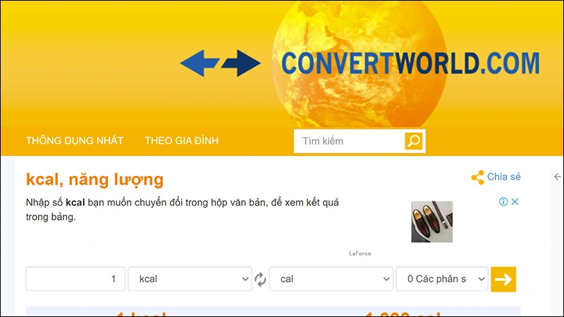 Truy cập vào trang ConvertWorld