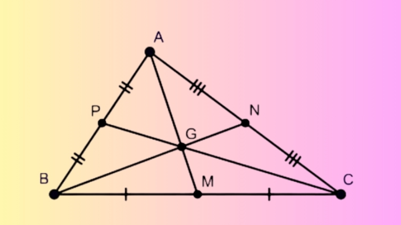 Trọng tâm của một tam giác là điểm giao nhau của ba đường trung tuyến
